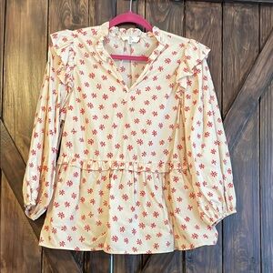 Entro Cream Blouse with Floral Design